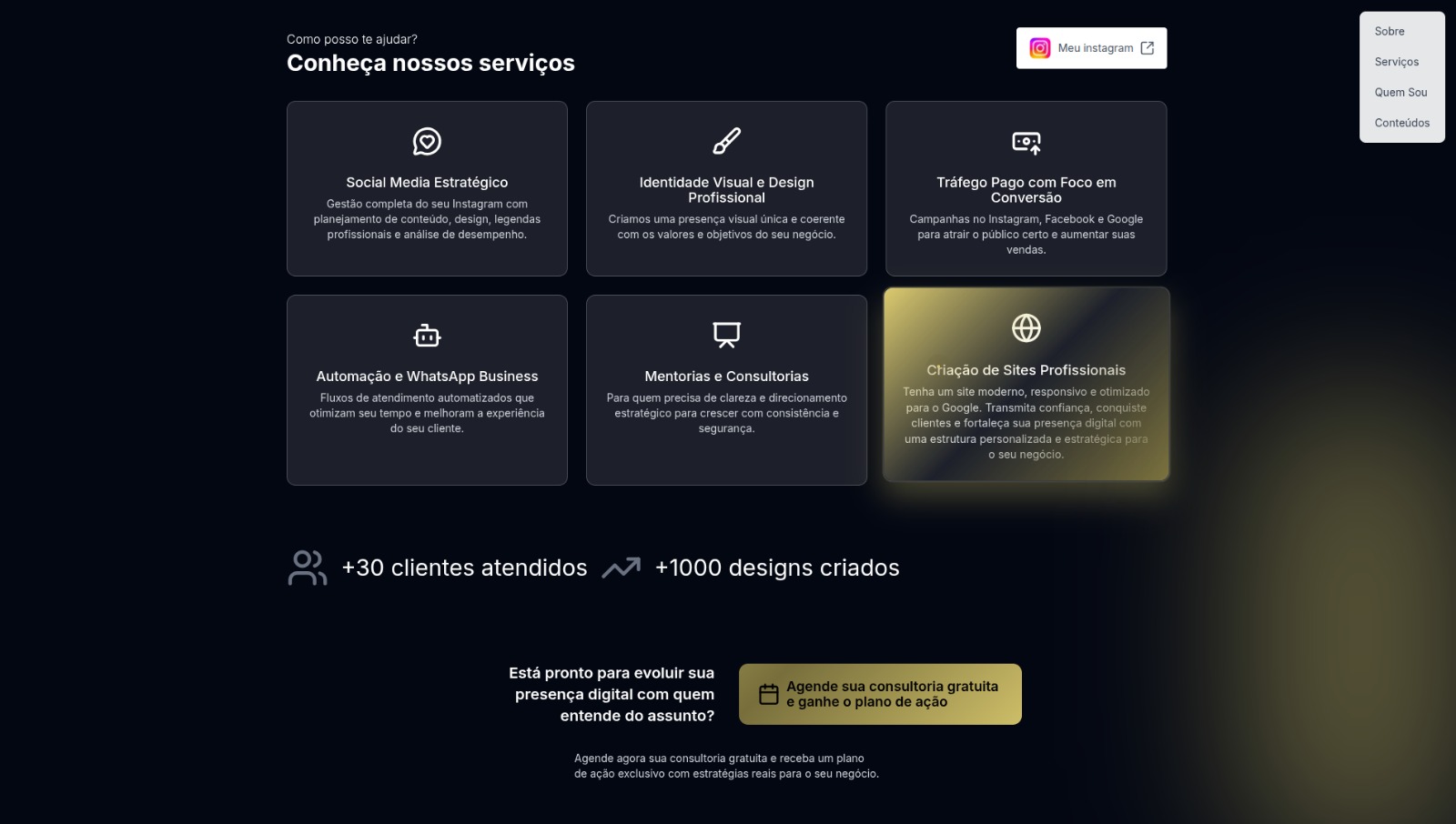 Seção de serviços