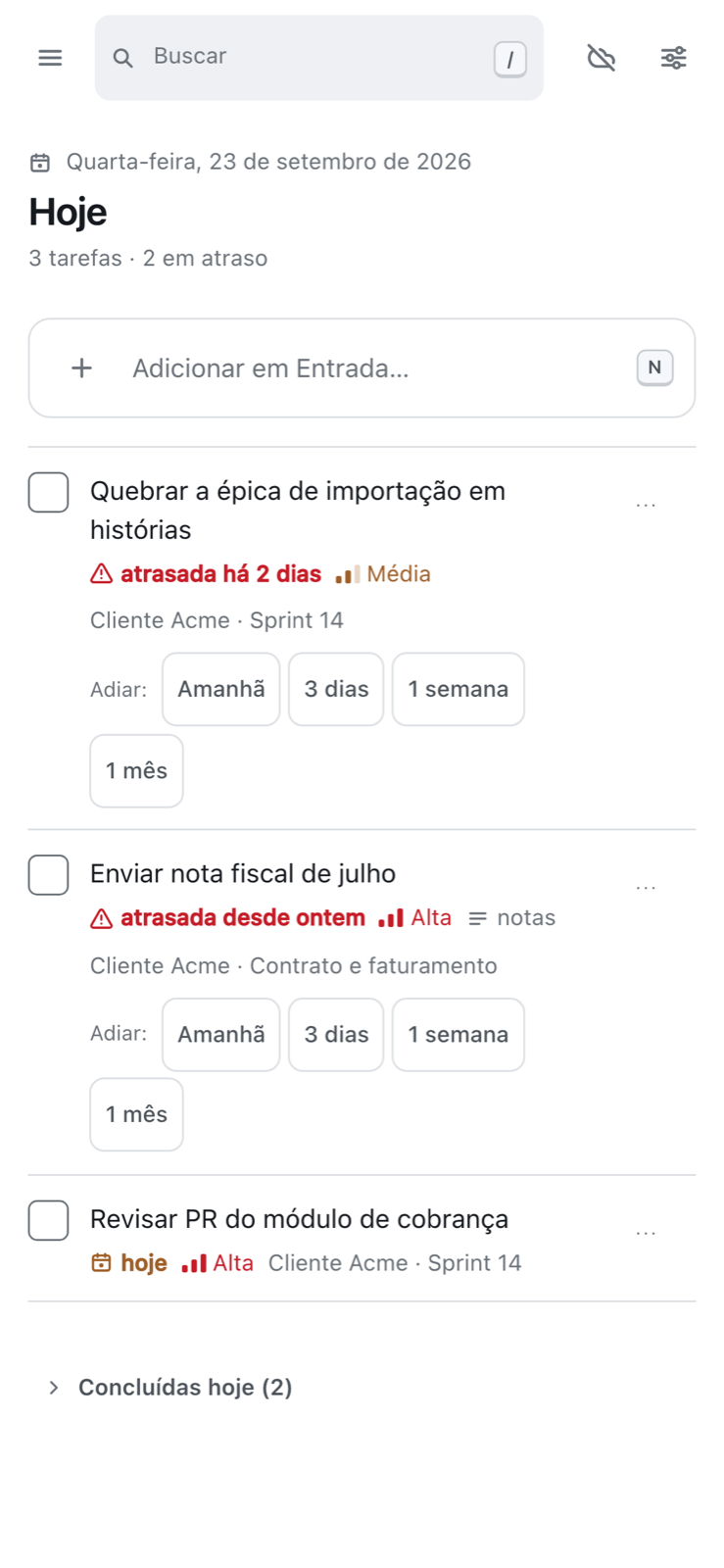 Versão mobile do app Taskmate