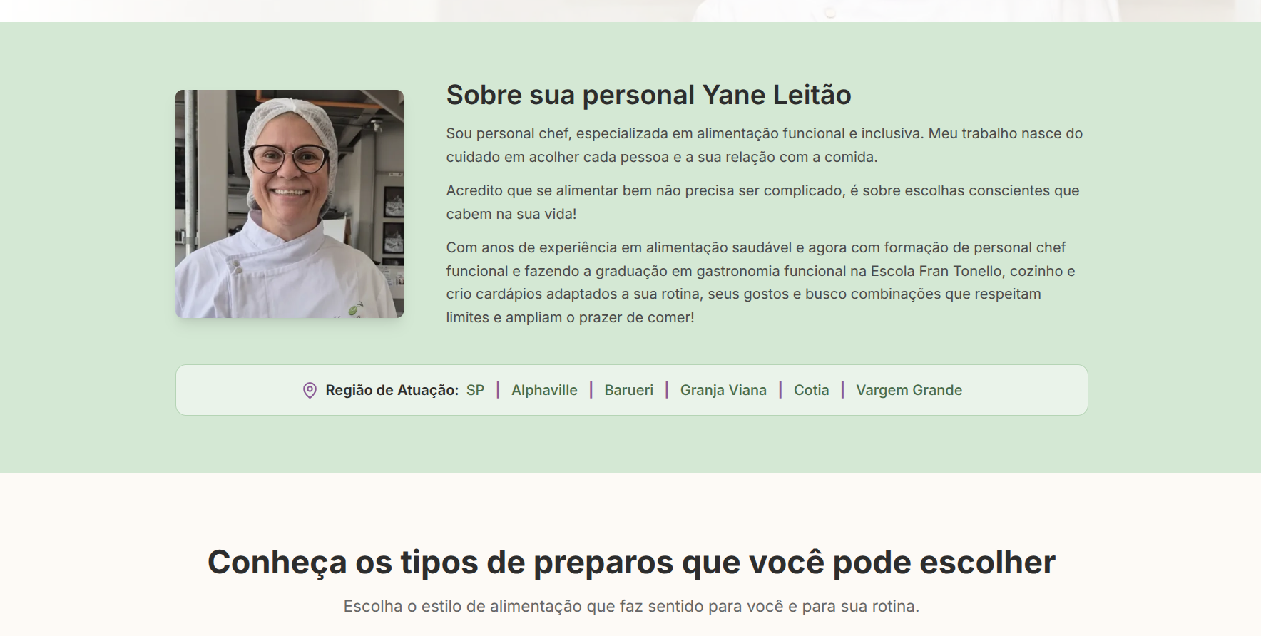 Seção Sobre da Yane Leitão